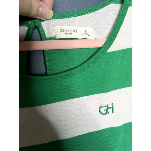 Gilly Hicks Tank Top Women's Size Large Striped Green White Layering Y2k Preppy - Picture 3 of 9
